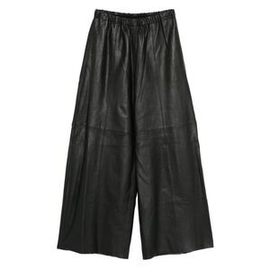 ALYSI Women's Wide-Leg Faux Leather Culottes Women BLACK Pants